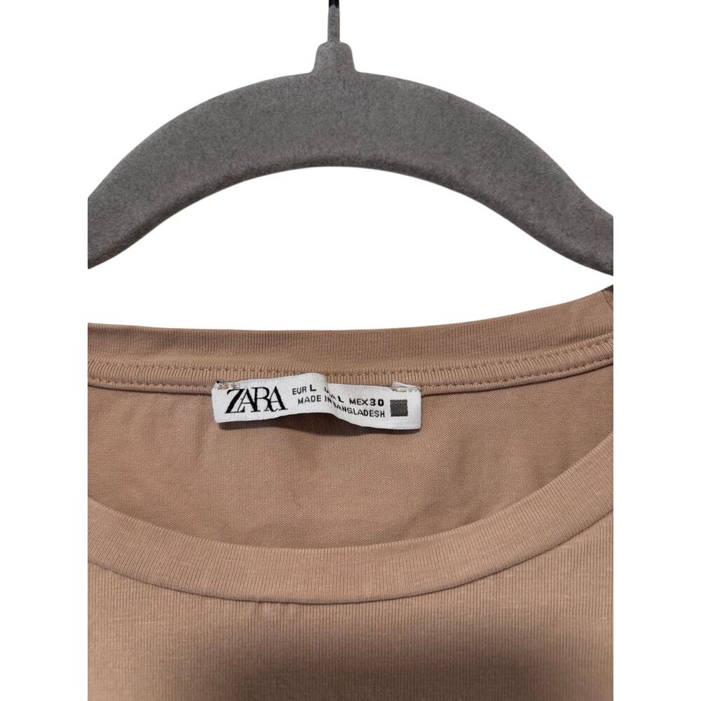 Zara Basic Tan Crop T-Shirt Size L - Picture 3 of 5